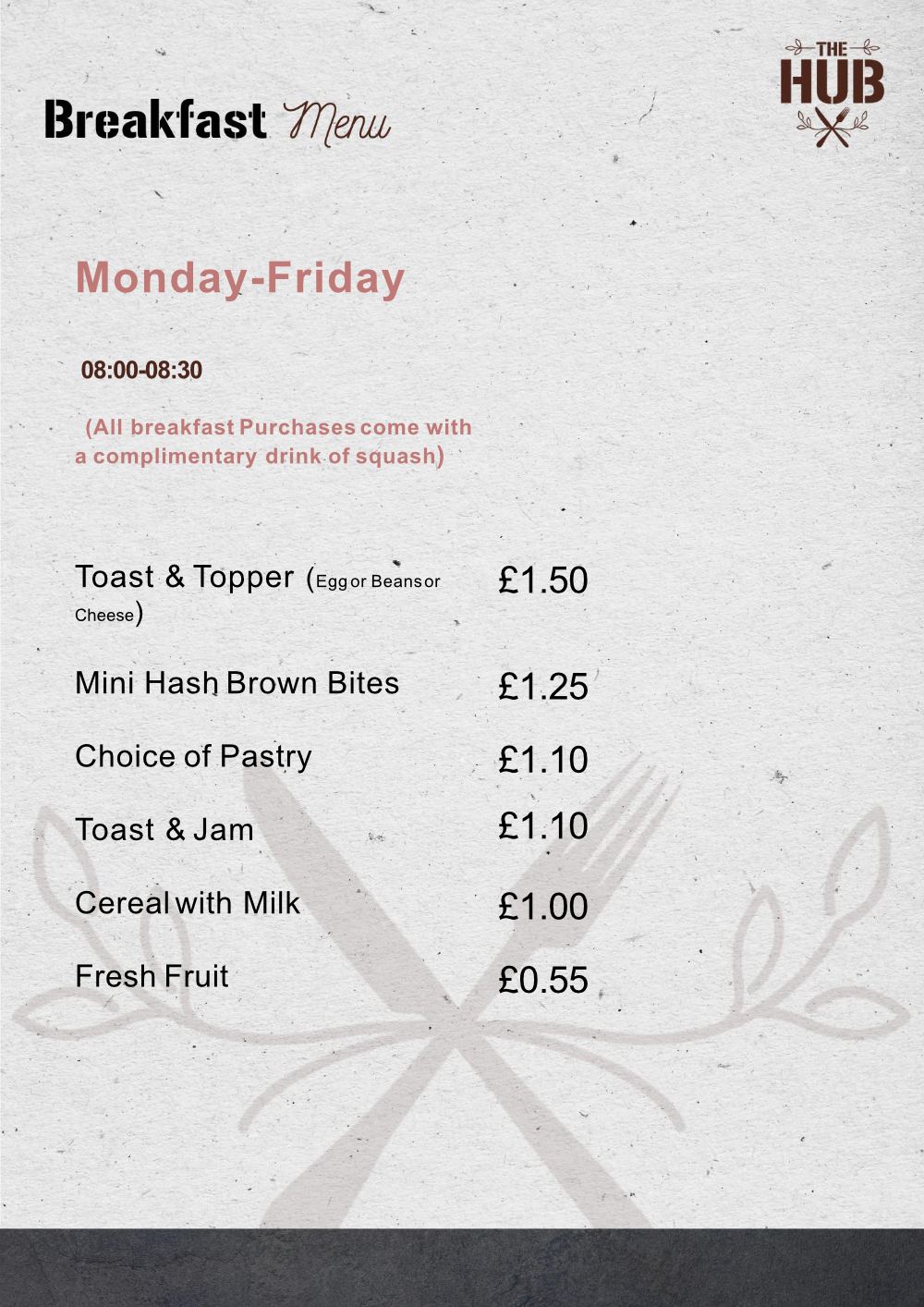 Breakfast menu